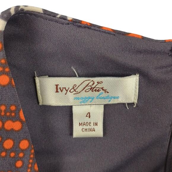 IVY & BLU MAGGY BOUTIQUE Geometric Lines Circles Mod Poppy Wrap Dress, Sz 4 - Picture 4 of 5